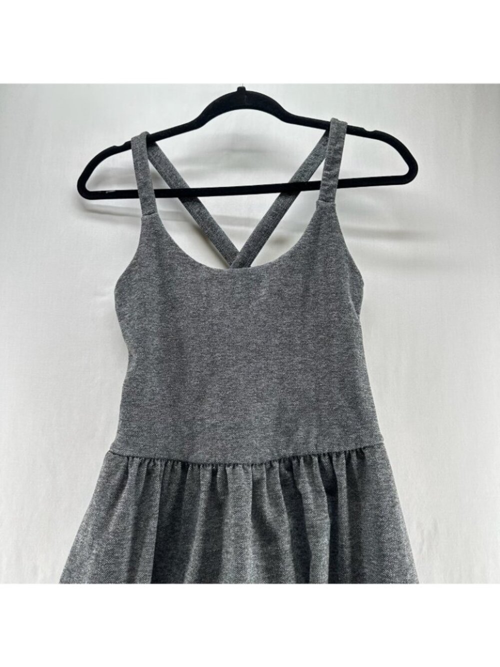 IMBŌDHI Bodhi Harem Jumpsuit Women L Herringbone Pocket Cross Strap Stretch Gray - Picture 6 of 9